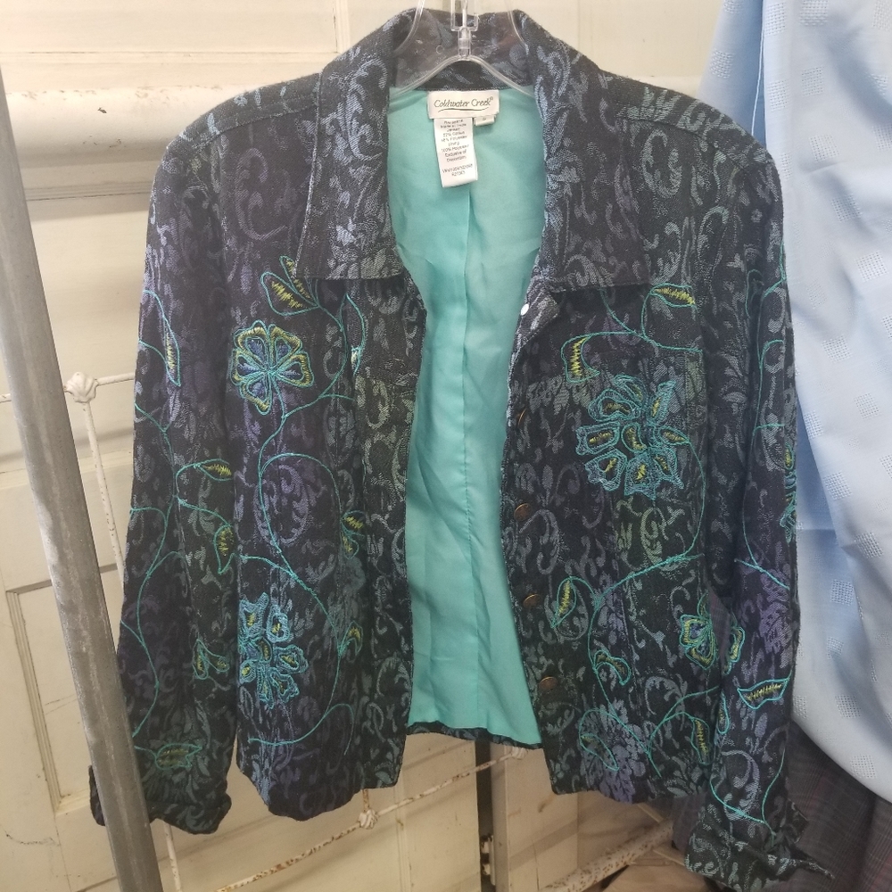 Coldwater Creek Small Floral Embroidered Jacket
